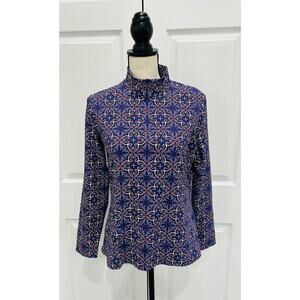 J. MCLAUGHLIN Catalina Cloth Purple Blue 1/4 Zip Long Sleeve Shirt Top Sze Large